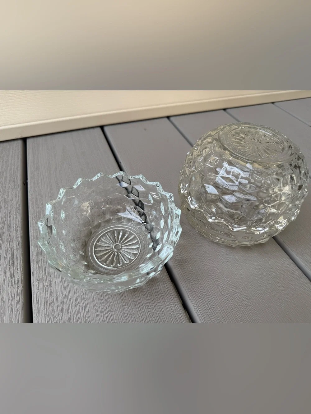 Set of 3 Vintage Clear Glass Fairy Lamp Bases Candle Holders